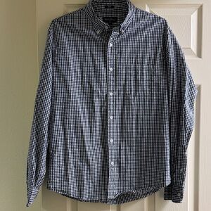J. Crew Navy and White Gingham Button-Down Shirt